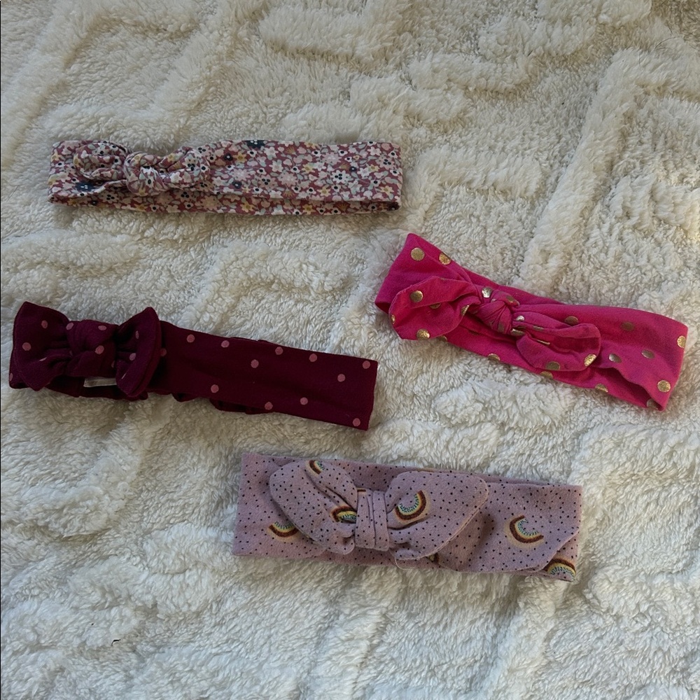 (4PK) Girls Patterned Bow Headbands